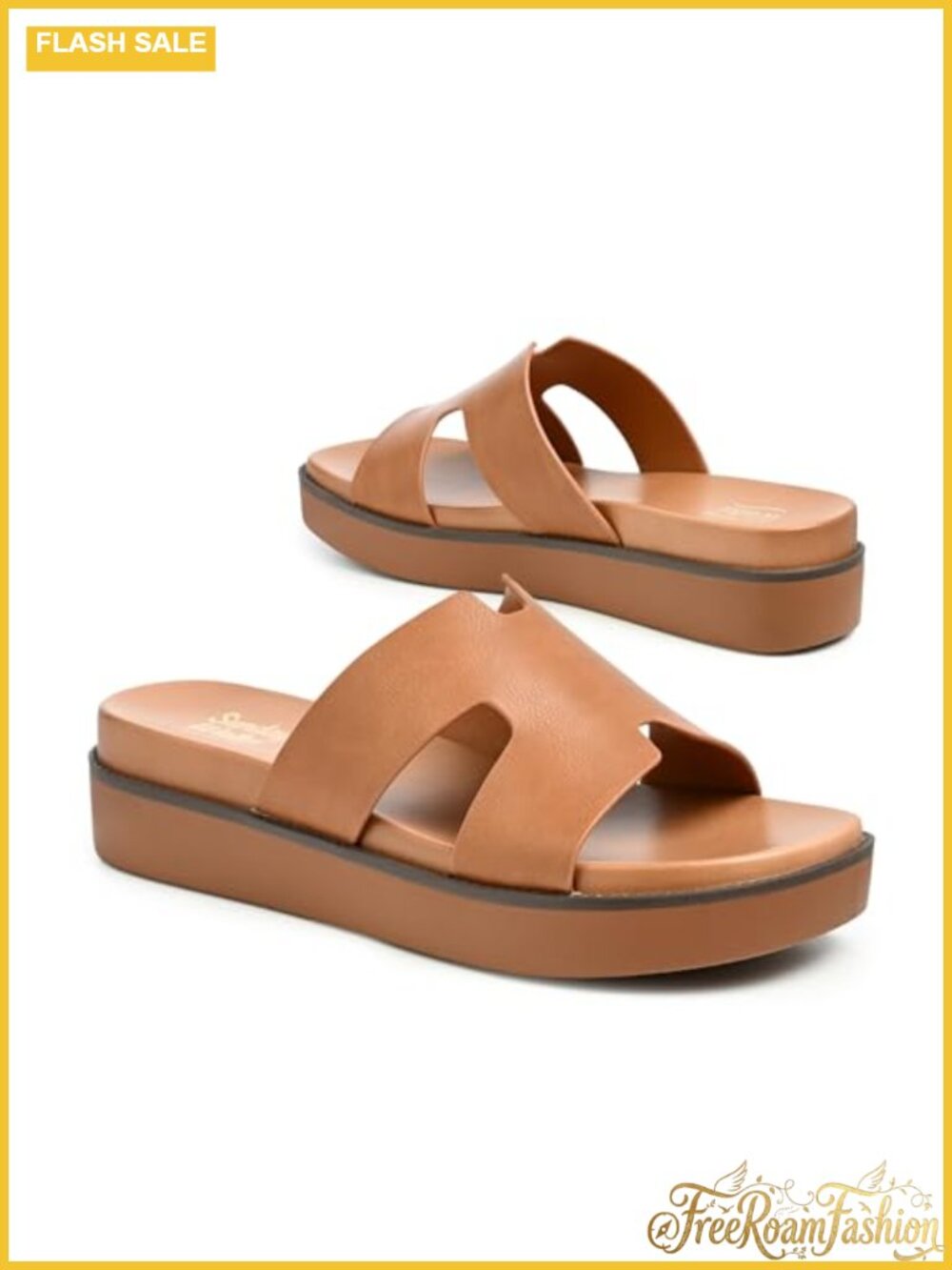Women's Platform Slide Sandals Cutout Slingback Slip On Padded Footbed